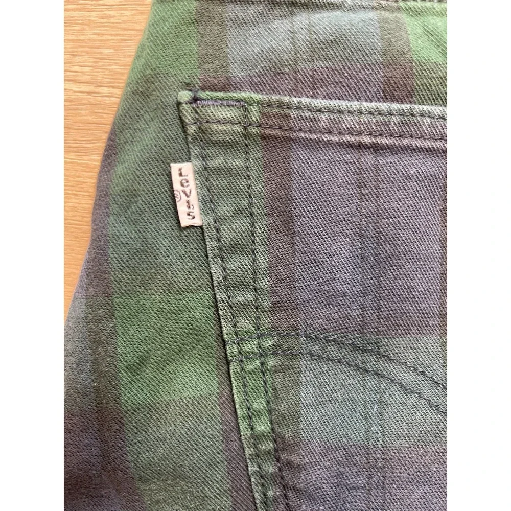 Levi's 502 Mens Regular Taper Plaid Pants Green Blue Tartan Size W32 L32 White T